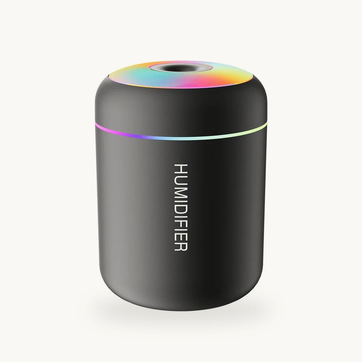 Black Mini Glow Humidifier with the color light on