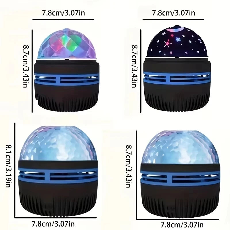 Galaxy Star Projector dimensions, 7.8 cm wide and 8.7 cm tall
