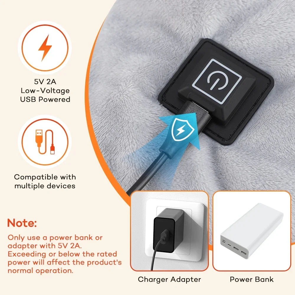 The Wind-Down Wrap — plush USB-heated neck and shoulder wrap